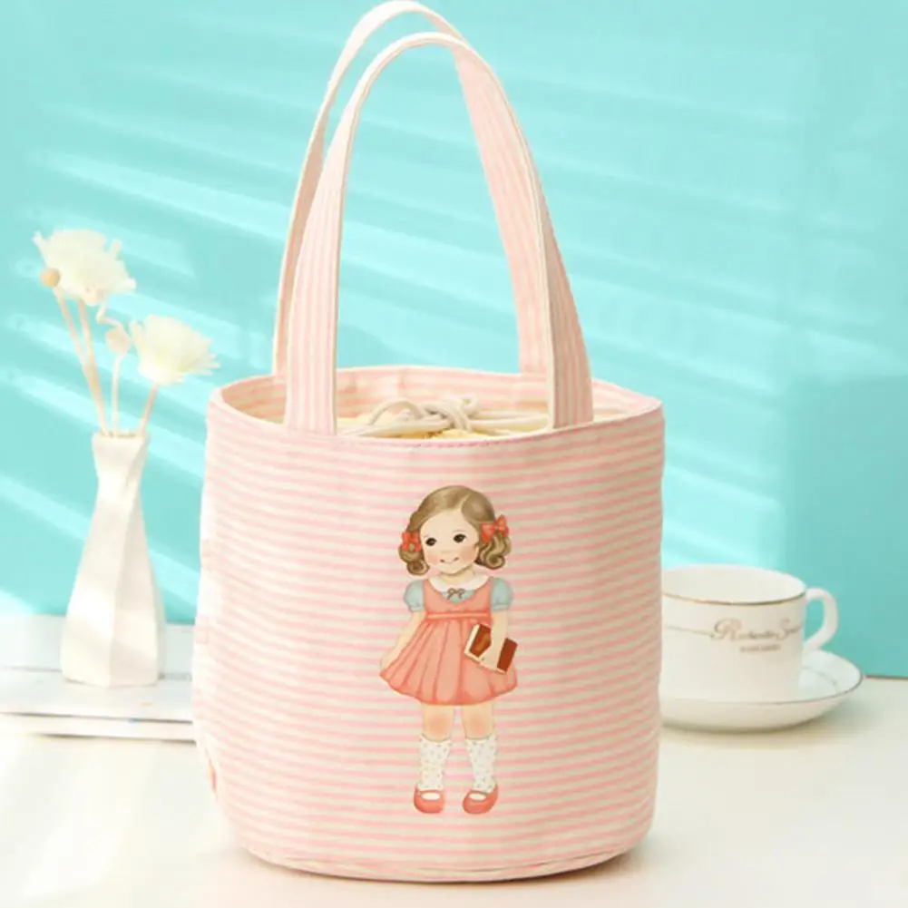 pink DSstyles мультфильм печать теплоизолированная сумка для обеда для студентов - Цвет: pink
