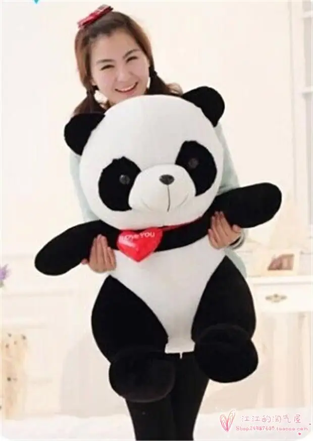 large 75cm panda red heart i love you panda plush toy hugging pillow