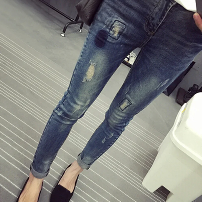 

Elastic Waist Hole Stretch Denim Maternity Belly Jeans Autumn Spring Pants Clothes for Pregnant Women Pregnancy Pencil Trousers
