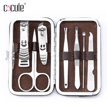 Профессиональный 7 шт./компл. инструменты для ногтей маникюрные ножницы, пинцет для выщипывания, Ножи педикюр Офис маникюрные наборы с Портативный чехол