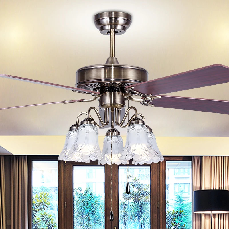 Светодиодный потолочный вентилятор в европейском стиле, лампа для гостиной, спальни, минималистичное современное листовое железо с FS19