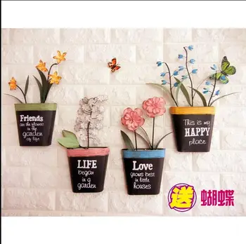 

Europe type restoring ancient ways, wrought iron creative wall act the role ofing, three-dimensional flower basket vase wall d