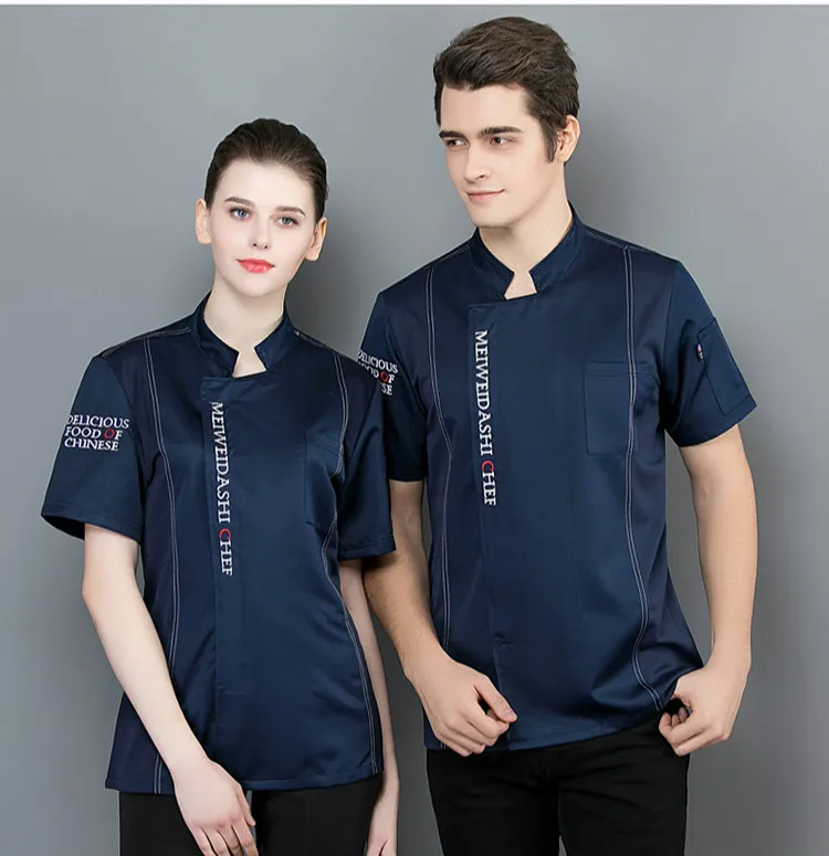 

Summer Short-sleeved Chef Service Jacket Chef's Work Clothes Women Men Cook Uniform Hotel Restaurant Kitchen Cook Overalls