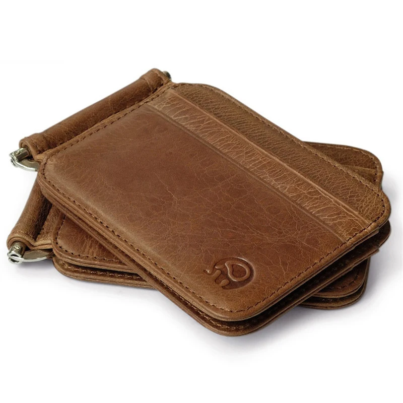 Thin Billfold Vintage Wallet Men font b Money b font font b Clips b font Genuine