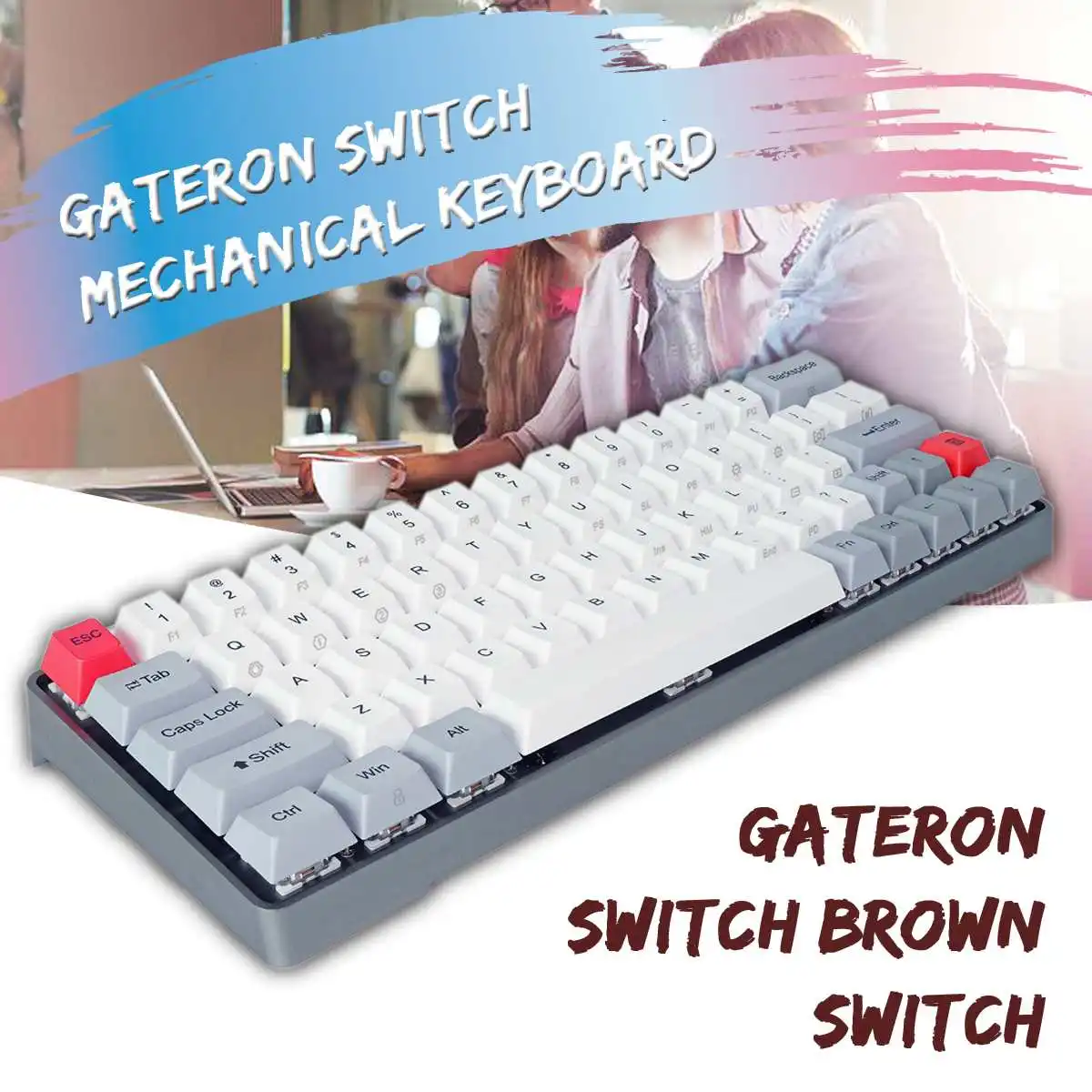 

GK64 PBT Gateron Switch KeycapsAluminum Alloy Case Hot Swappable RGB Gaming Mechanical Keyboard For-Mac OS Windows