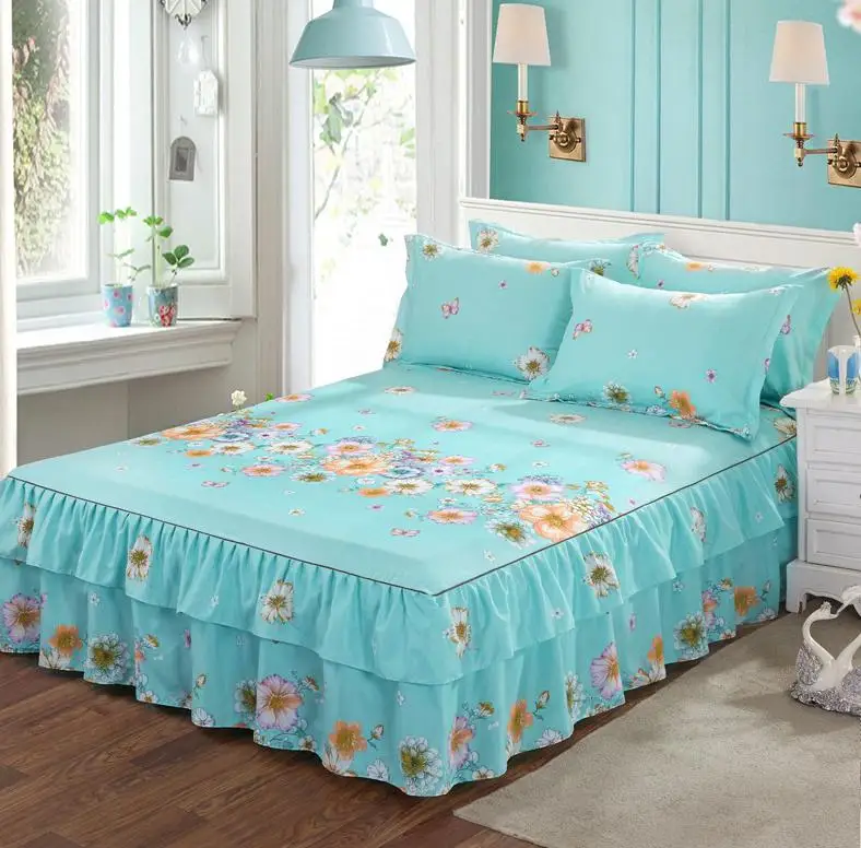 Комплект из 3 предметов, высококачественное шлифовальное покрывало Королевское покрывало для кровати, утолщенная облегающая простыня, одна двуспальная кровать, Пылезащитная юбка, домашний декор, Текстиль - Цвет: color 13