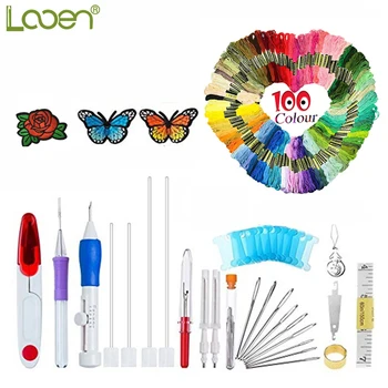 

Magic Embroidery Cross Stitch Kit Pen Punch Needle Set Embroidery Patterns Craft Tool Threads For DIY Sewing Tools