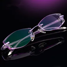 Подходит для высокой близорукости, без оправы очки обрезки алмаза, алмазные шипованные женские модели модные очки, пластины оправ 128