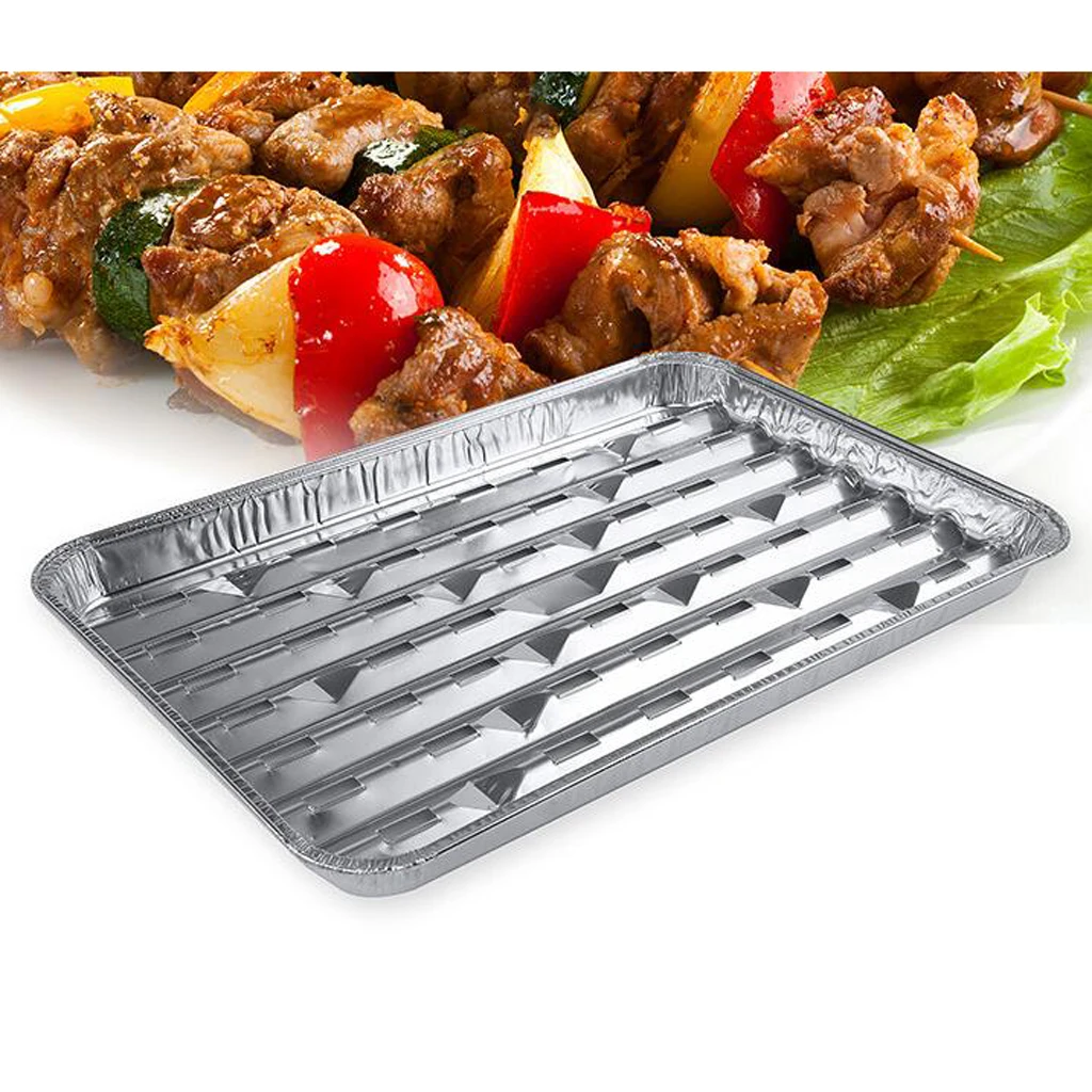 20pcs/set Disposable Aluminum Foil Pans Barbecue Grilling Trays Baking Plate