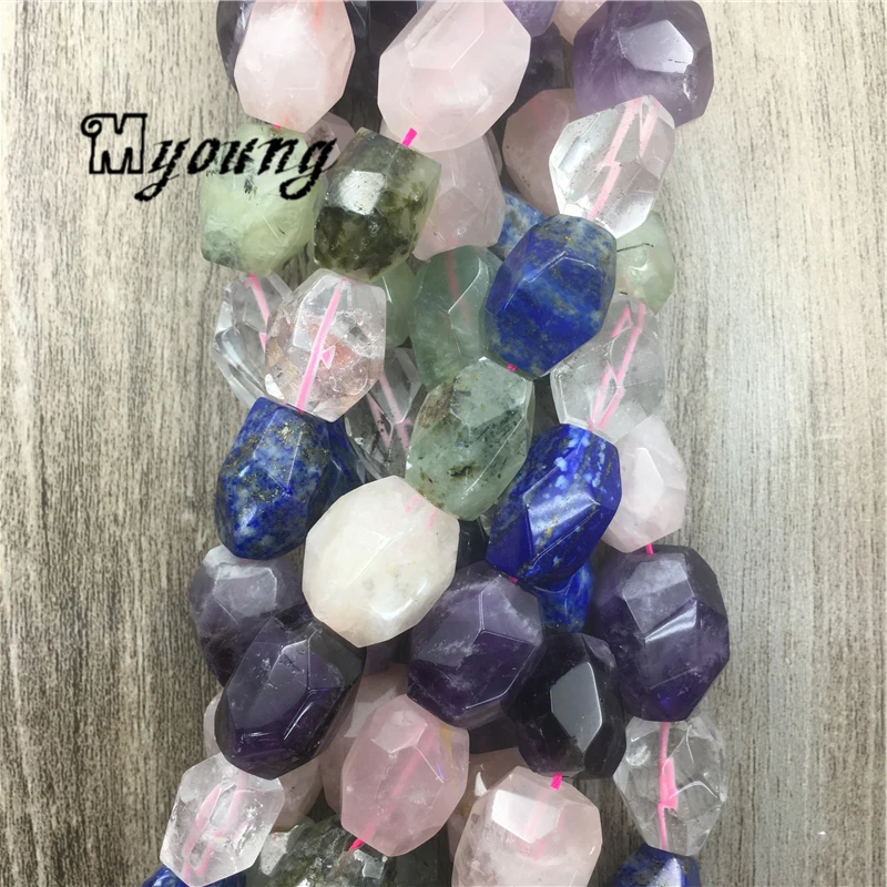 Faceted Nature Stone Drilled Beads,Crystal Quartz Nugget Beads For DIY Jewelry Making MY1564