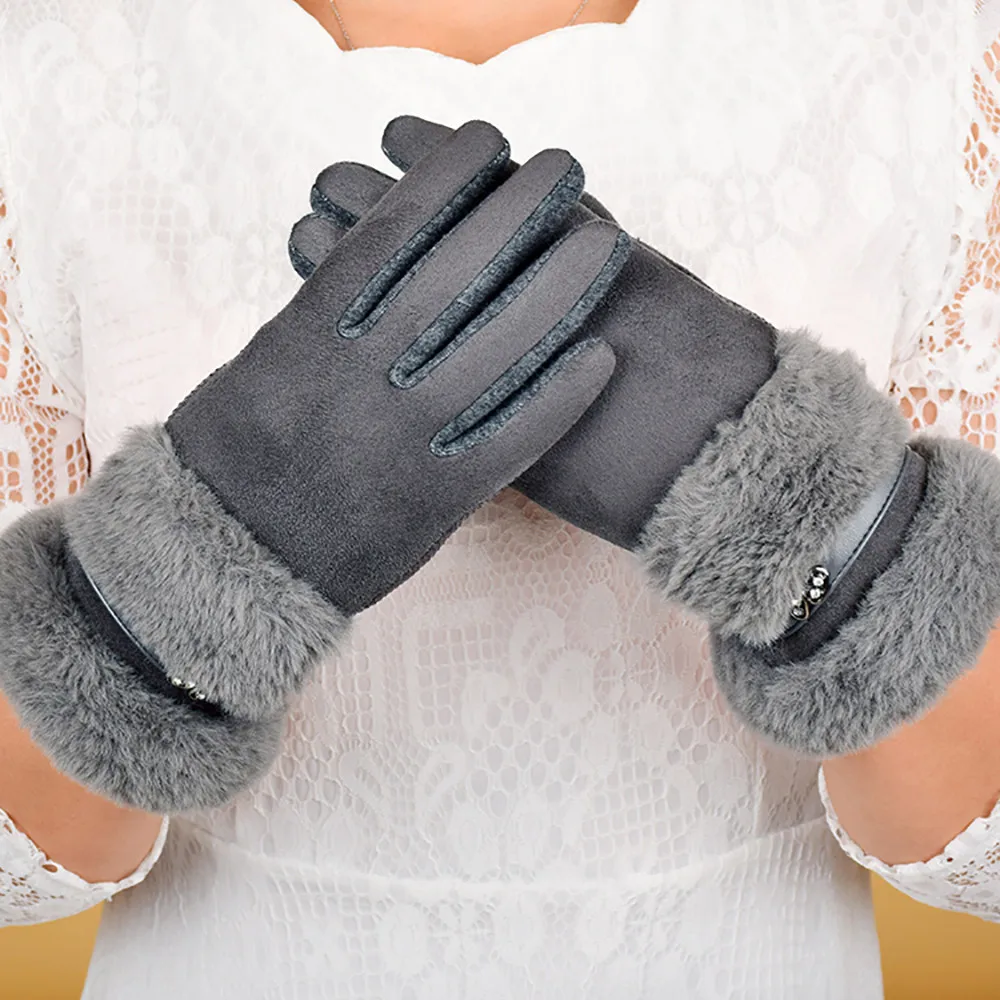 Feitong шерсть теплые кашемировые Прихватки для мангала для Для женщин Новинка зимы Для женщин бархатные теплые перчатки мягкие наручные