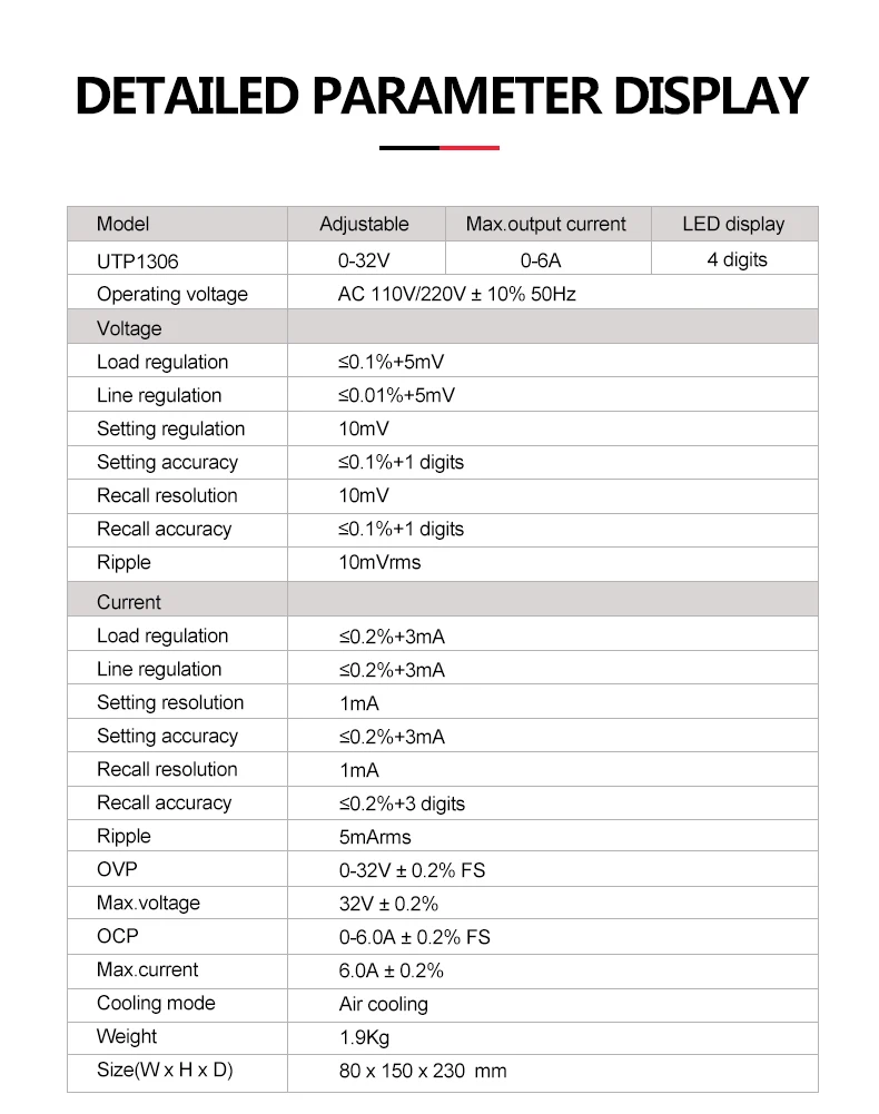 UNI-T UTP1306 Переключение DC Питание 110V Напряжение регулятор стабилизаторы цифровой Дисплей СВЕТОДИОДНЫЙ 0-32 в пост 0-6A лабораторный прибор