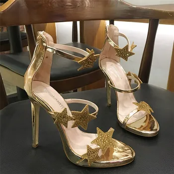 

Free shipping fashion women Pumps gold silver crystal strappy ankle platform high heels shoes Stiletto Heels 10cm sandals