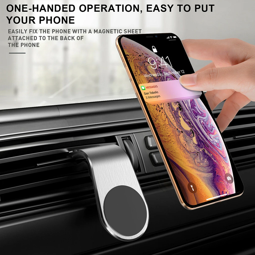 Металлический магнитный автомобильный держатель для телефона Mini Air Vent с
