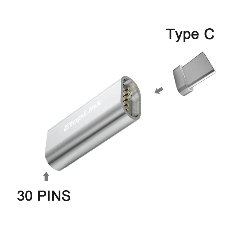 Mirco usb type C магнит с разъемом адаптер Micro USB для type-C кабель зарядного устройства микро-usb Магнитный адаптер для мобильных телефонов - Цвет: 30Pin to Type C