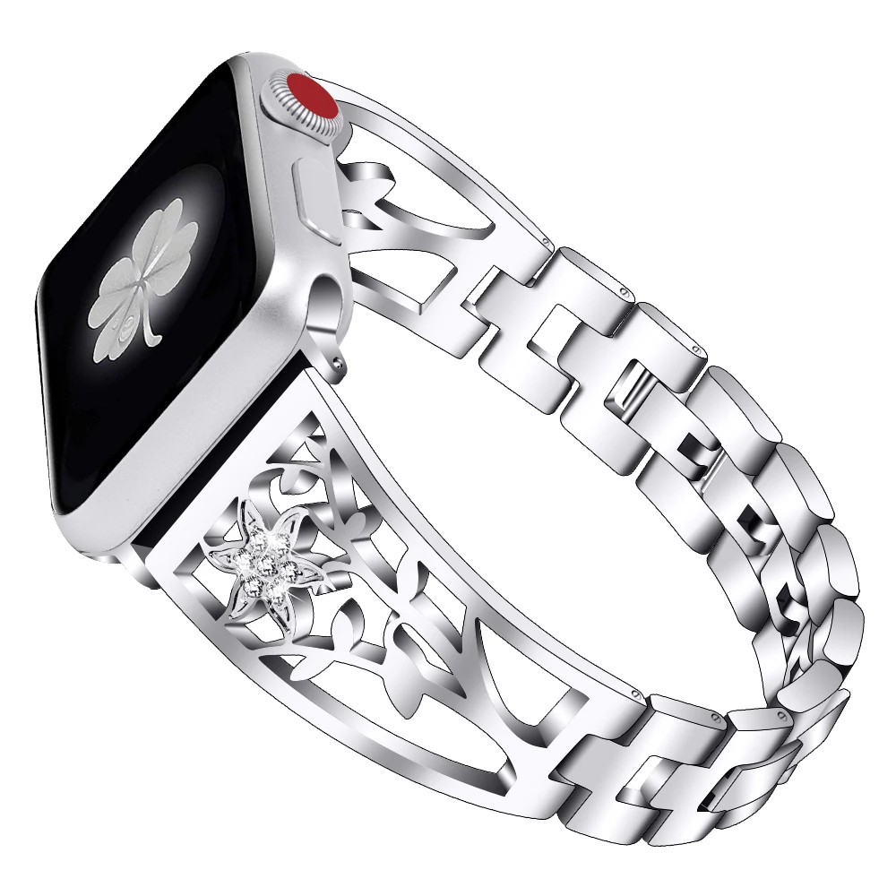 

Stainless Steel Watchband For Apple Watch Band Series 1 2 3 4 38/40/42/44mm iWatch Starfish With Diamond Wrist Bracelet Strap
