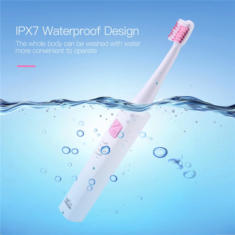 

LANSUNG IPX7 Washable Rechargeable Ultrasonic Electric Teeth Brush 4 Heads Deep Clean Whitening Tooth Brush Oral Care Deep Clean
