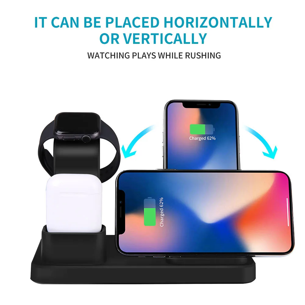 10W Fast Qi Wireless Charger Stand for Apple Watch 5 4 3 2 AirPods Charging Dock Station for iPhone 11 XS X XR 8 Samsung S10 S9