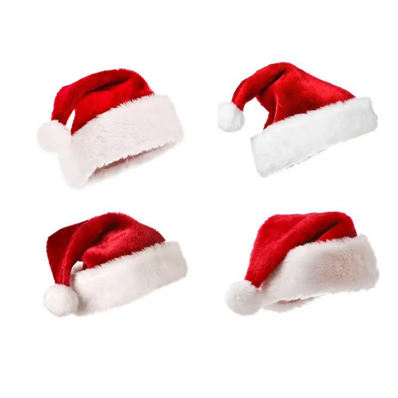 4 шт., Новогодняя шапка для рождественской вечеринки, шапка Санта Клауса, красная и белая шапка с помпоном, Рождественская шапка для костюма Санта Клауса, Рождественское украшение - Цвет: 4pcs Mix