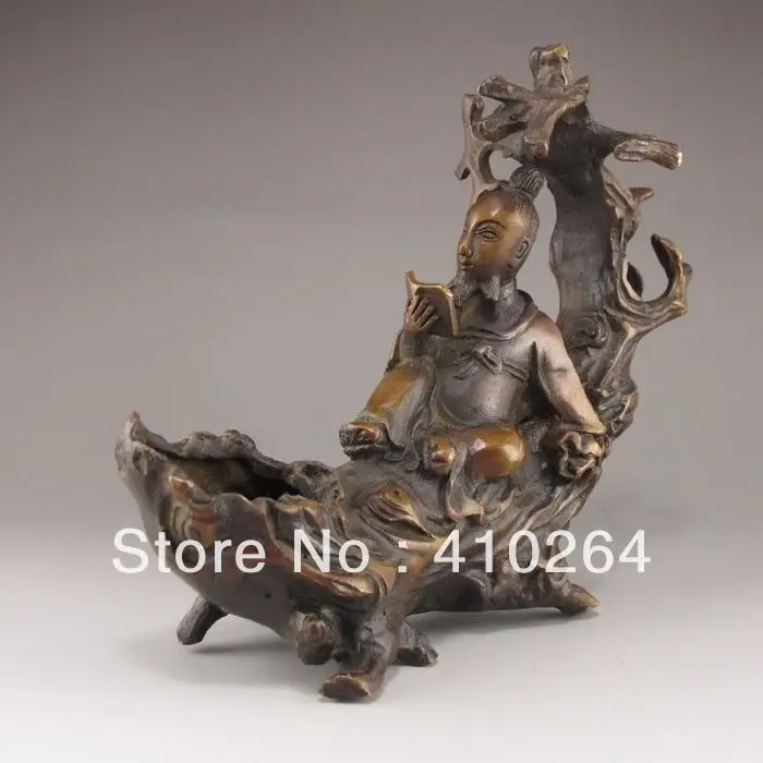 

] Shipping Exquisite Chinese bronze statue - Old Man