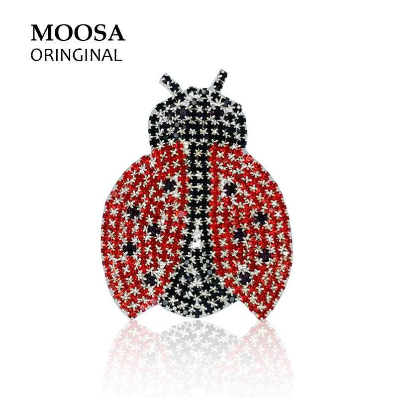 MOOSA Luxury Large Rhinestone Ladybug Broches for Women Wedding Party