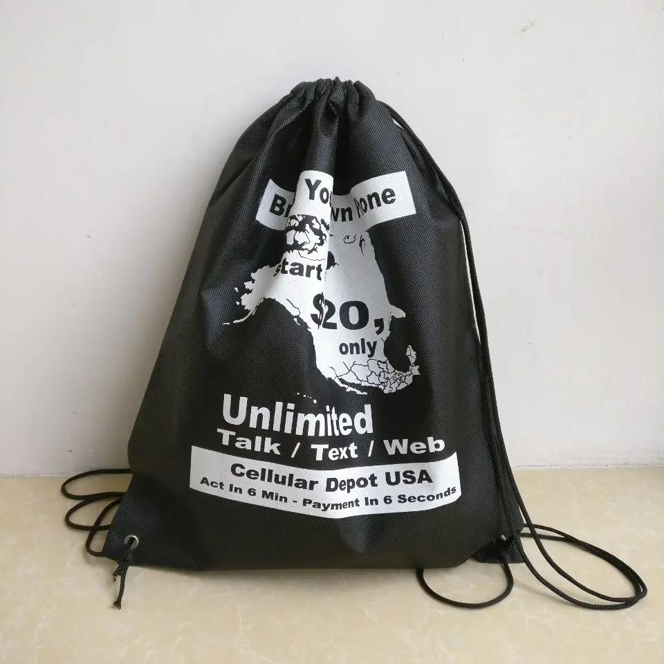 

Wholesale 1000pcs/lot Eco-friendly Promotional Printed Reusable Non-Woven Drawstring Backpacks Custom Logo for Advertisments