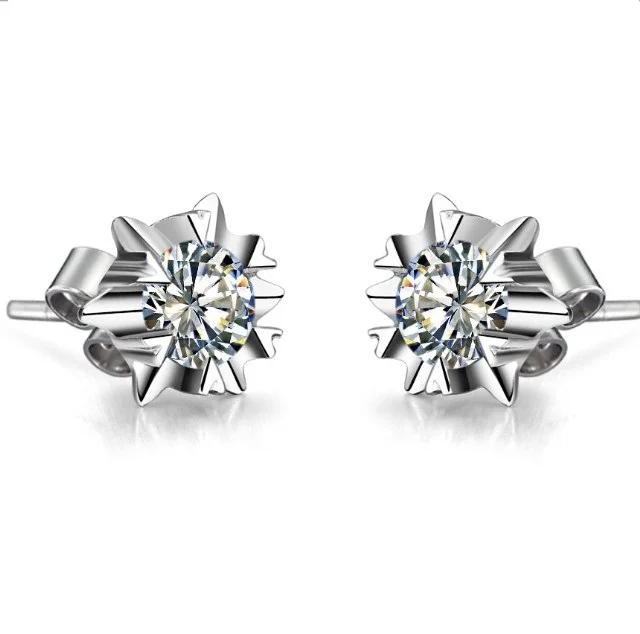 Серьги гвоздики с имитацией бриллианта 18 К 0 3 карат|gift engraver|jewelry gift pouchgift bags for cheap |