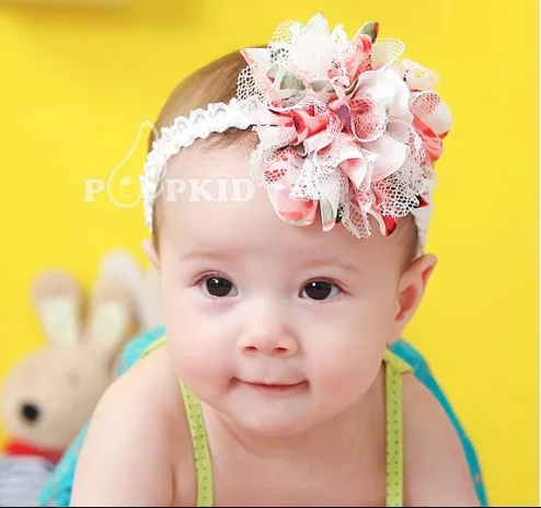 

2 Colors Free Shipping Kids Chiffon Flower Headband Girls Lace Headband child Knitting Hair Weave Kids Hair Accessories  A051