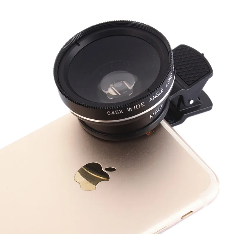 Phone Lens 2 in 1 Mobile Phone Lens 0.45X HD Wide Angle Lens+12.5X Macro Lens For Samsung Sony Smartphones 37mm Thread Clip Mobile Phone Lens