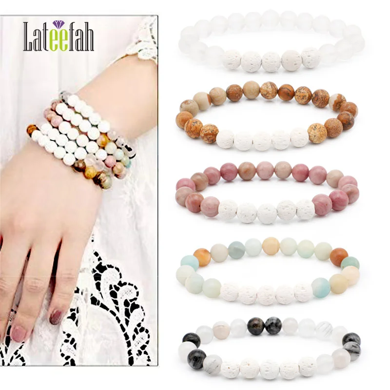 

Lateefah 8Mm Solar Stone Heifajingyamaxun Natural Stone Bracelet European and American Men Volcanic Stone Bracelet for Unisex