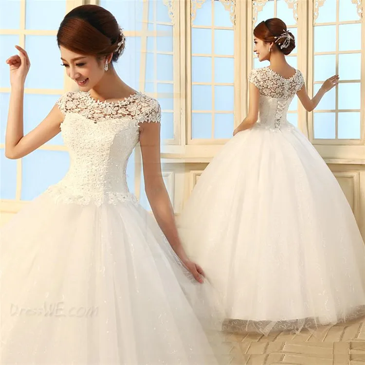 Women Long Dress Cap Sleeves White Wedding Dresses Latest Style Ball Women Long Dress Cap Sleeves White Wedding Dresses Latest Style Ball Gown Lace Up Vestido De Noiva 2017 Mariage Bridal In From
