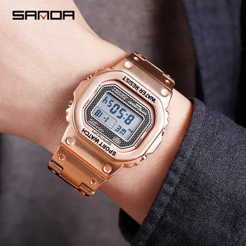 

New Fashion Square Watches Men 2019 Luxury Business Clock Personality Digital Wrist Watch Electronic Watch Countdown Alarm Hours