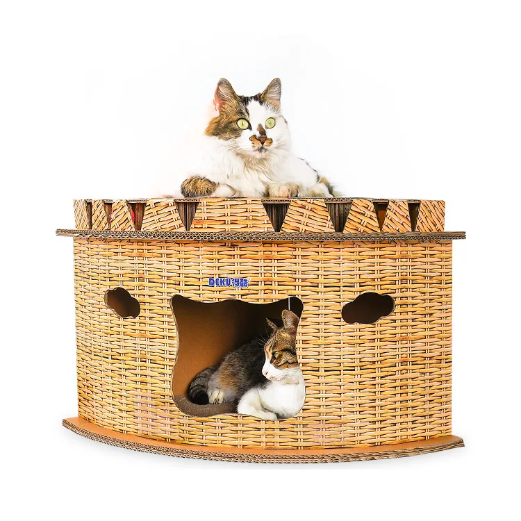 Cat Cardboard House Climbing Tower Tree with Bells Cats Jumping