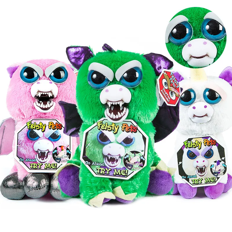 

Toys 2018 New Feisty Pets Roaring Angry Toy Children Gift Change Face Stuffed Animal Doll Plush Toys For Kids Cute Prank toy