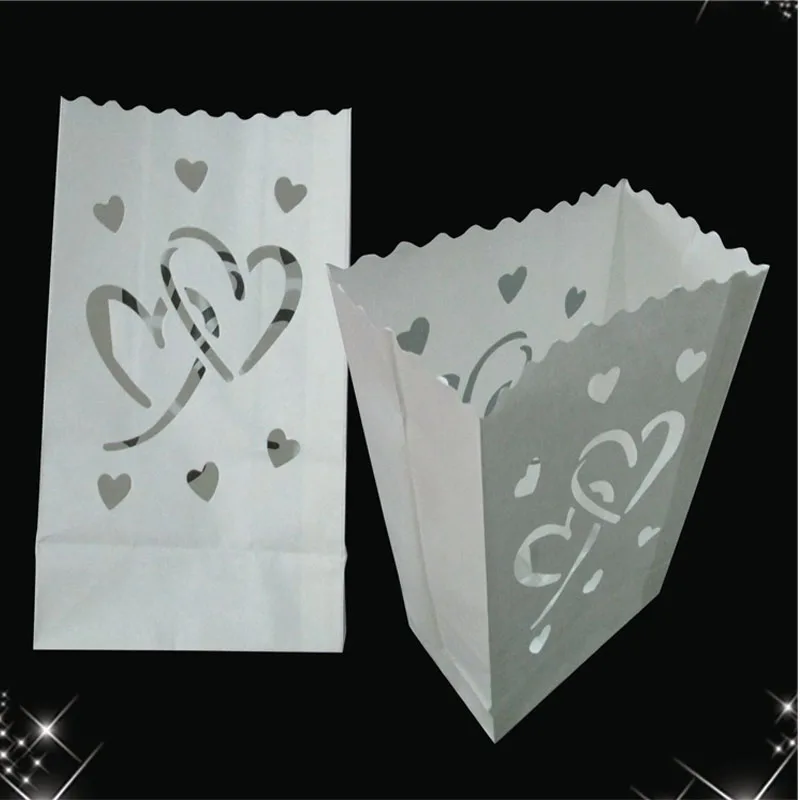 500 шт. Люминесцентная Свеча в форме сердца, бумажная сумка на свадьбу, День Святого Валентина, украшение для барбекю