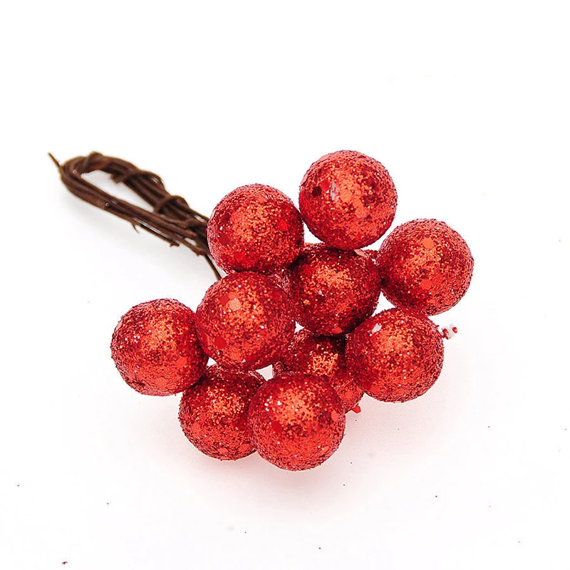 

10pcs Glitter Christmas Baubles Xmas Tree Ornament Ball Christmas Decor 1.5cm