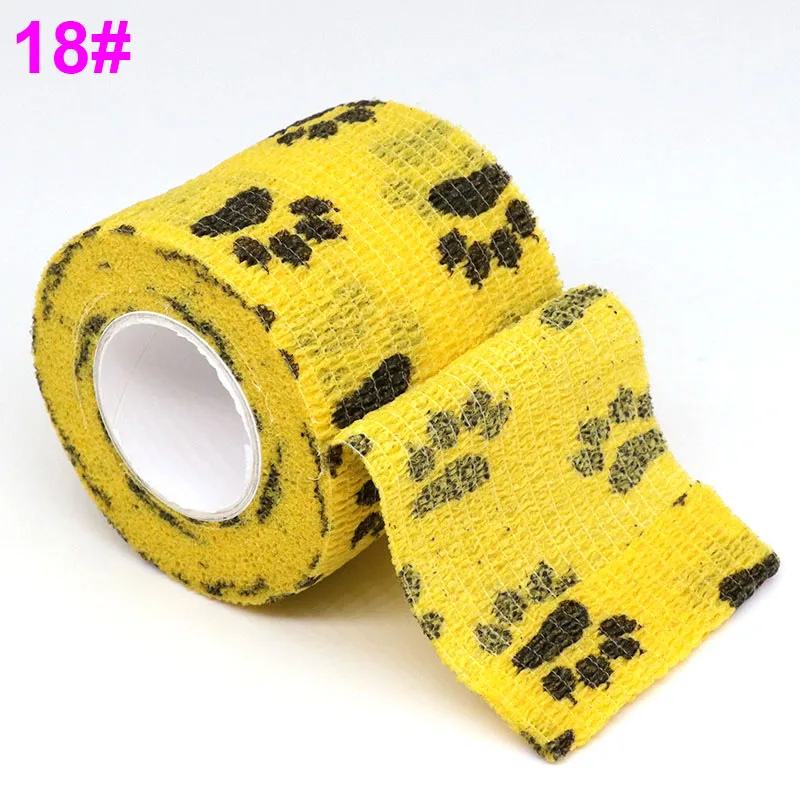 18 Dog claw Yellow COYOCO напечатанный протектор колена медицинская терапия эластичный бинт 4,5 м спортивные красочные самоклеющиеся палец сустава ПЭТ обертывание ленты - Цвет: 18 Dog claw Yellow