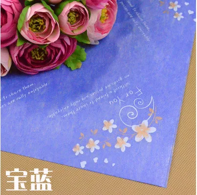 60x60 см золотой Печатный Шелковый цветок подарочная оберточная бумага флорист материалы мультфильм упаковка букета 10 шт./лот - Цвет: sapphire blue