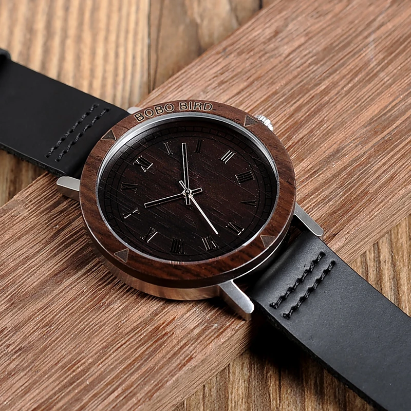 BOBO BIRD K06 Roma Dial Men Watches With Rose Wooden Unique Quartz Watch With Gift Box