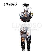 LIASOSO 3d принт унисекс Наруто Какаши Shikamaru Нара Толстовка толстовки с капюшоном мотобрюки пот брюки для девочек Jogger брюки костюмы X1997
