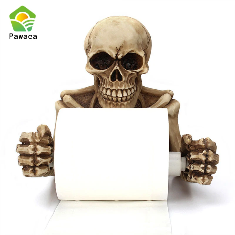 

Creative Toilet Paper Holder Skull Tissue Box Holder Wall Mount Sanitary Roll Paper Storage Bathroom Organizer Toilet Paper Rack