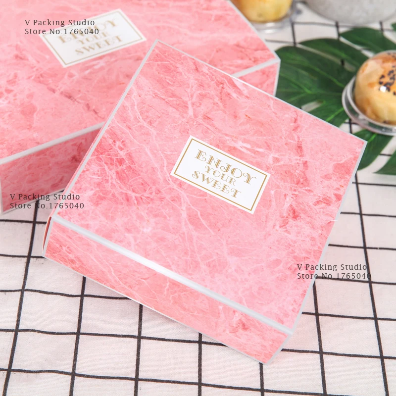 25,9x19,1x5,7 см 100 шт розовые мраморные бумажные коробочки для печенья коробки для хранения конфет подарочная упаковка свадебное рождественское использование