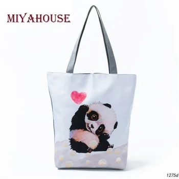 

Miyahosue Casual Cartoon Animal Design Shoulder Bag Female Lovely Panda Printed Handbag Women Daily Use Shopping Bag Lady