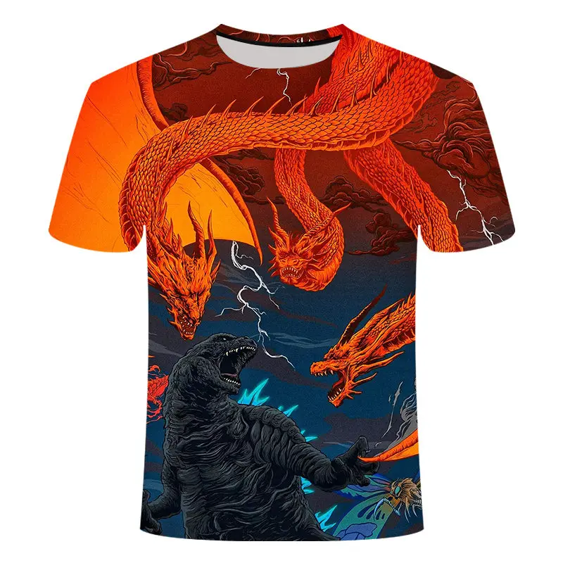 

Latest Movie Godzilla: King of the Monsters Stereoscopic 3D Print T-shirts Casual Hip Hop Style T-shirt Streetwear Harajuku Tops