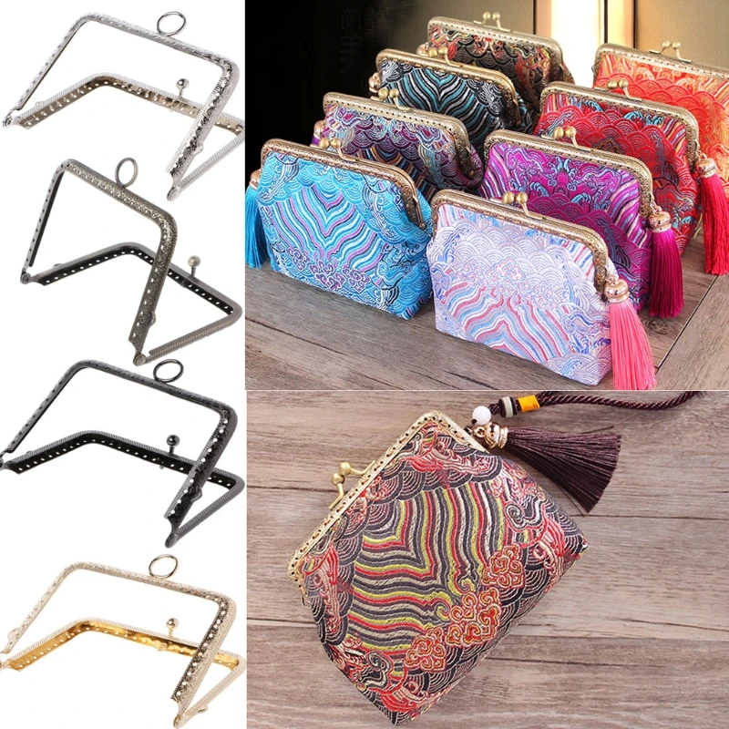 

THINKTHENDO 1PC Useful Coin Bag Purse Metal Frame Kiss Clasp Making DIY Craft 11x8cm