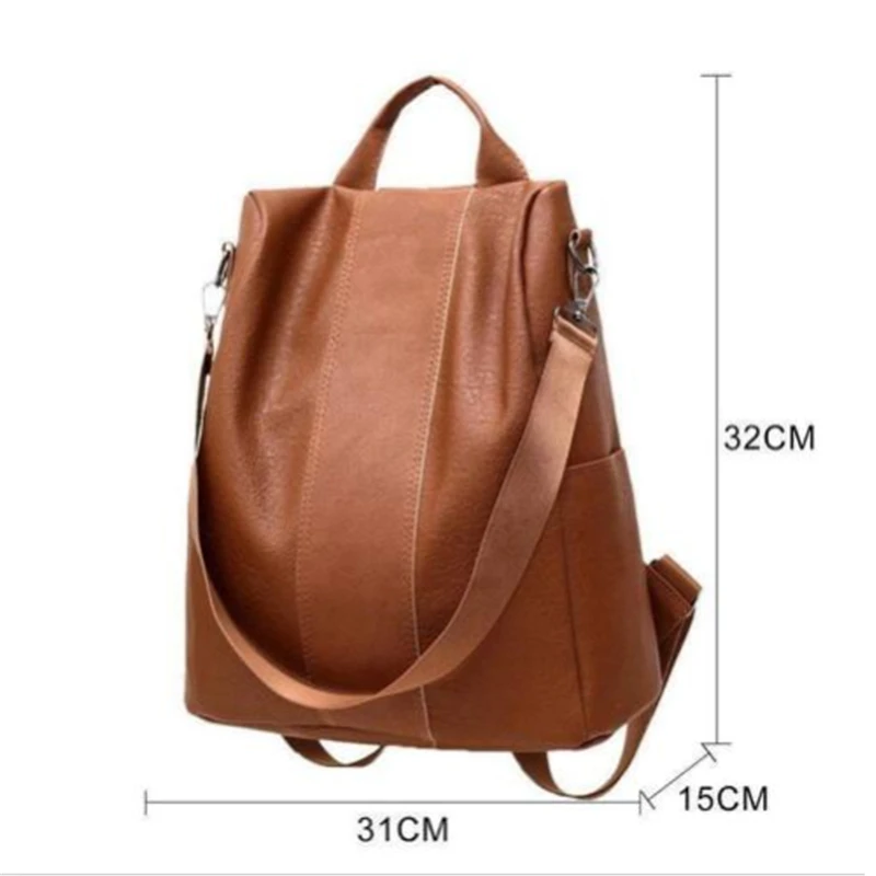 Модный женский рюкзак из искусственной кожи, рюкзак с защитой от кражи, школьная сумка на плечо, дорожный Органайзер, чехол-контейнер, черный/коричневый