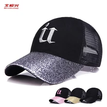 

Baseball Caps Hats Women Summer Visor Hat Solid Color Breathable Mesh Embroidery Letter U Spring Sequins Sun Casual Hip Hop Cap