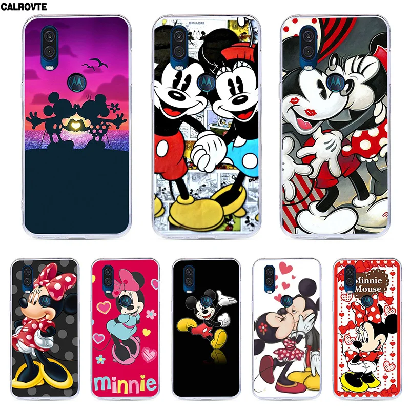 

CALROVTE Phone Case For Motorola Moto One Vision Silicon Back Minne Mickey Cover For Motorola Moto P40 Coque Marble Soft TPU