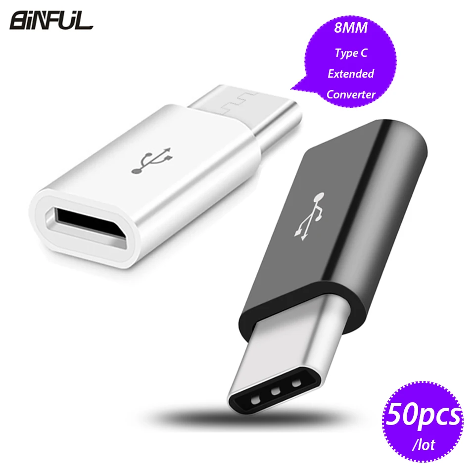 50 шт. 8 мм Длинный USB Type C адаптер для Oukitel K5000 Blackview BV8000 Pro Micro Female To Type-C
