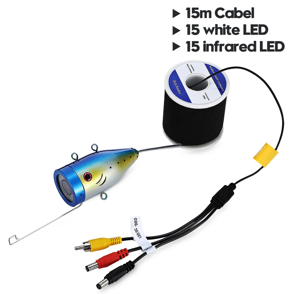 1000TVL 30 светодиодов(15 инфракрасных+ 15 белых) подводный рыболокатор ЕС/США Вилка Рыболовная камера эхолот с кабелем 15 м - Цвет: 15m two Colors Led